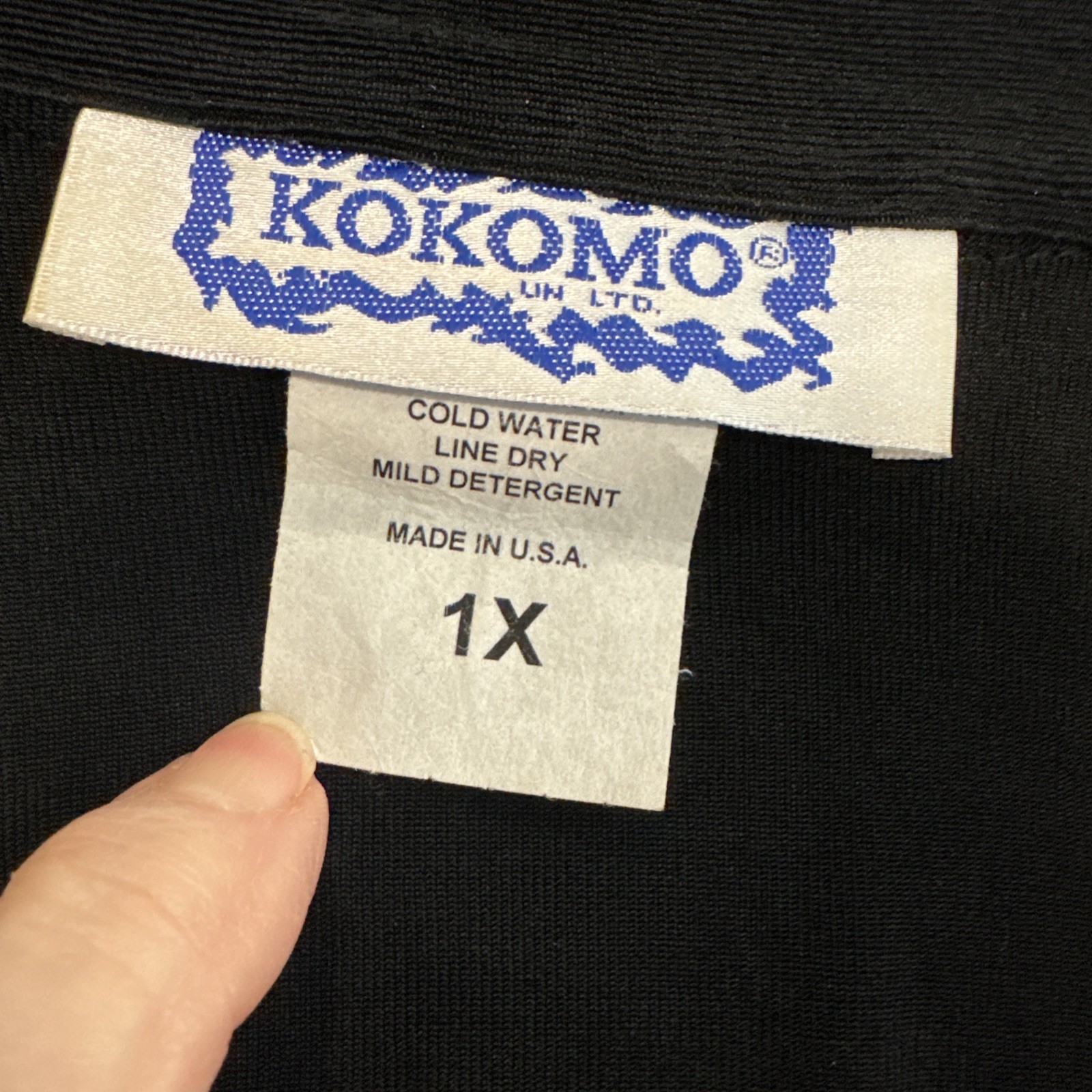 VTG 80s KOKOMO Open Knit TUNIC jacket sequin Geometric Brown Black Womens 1X USA