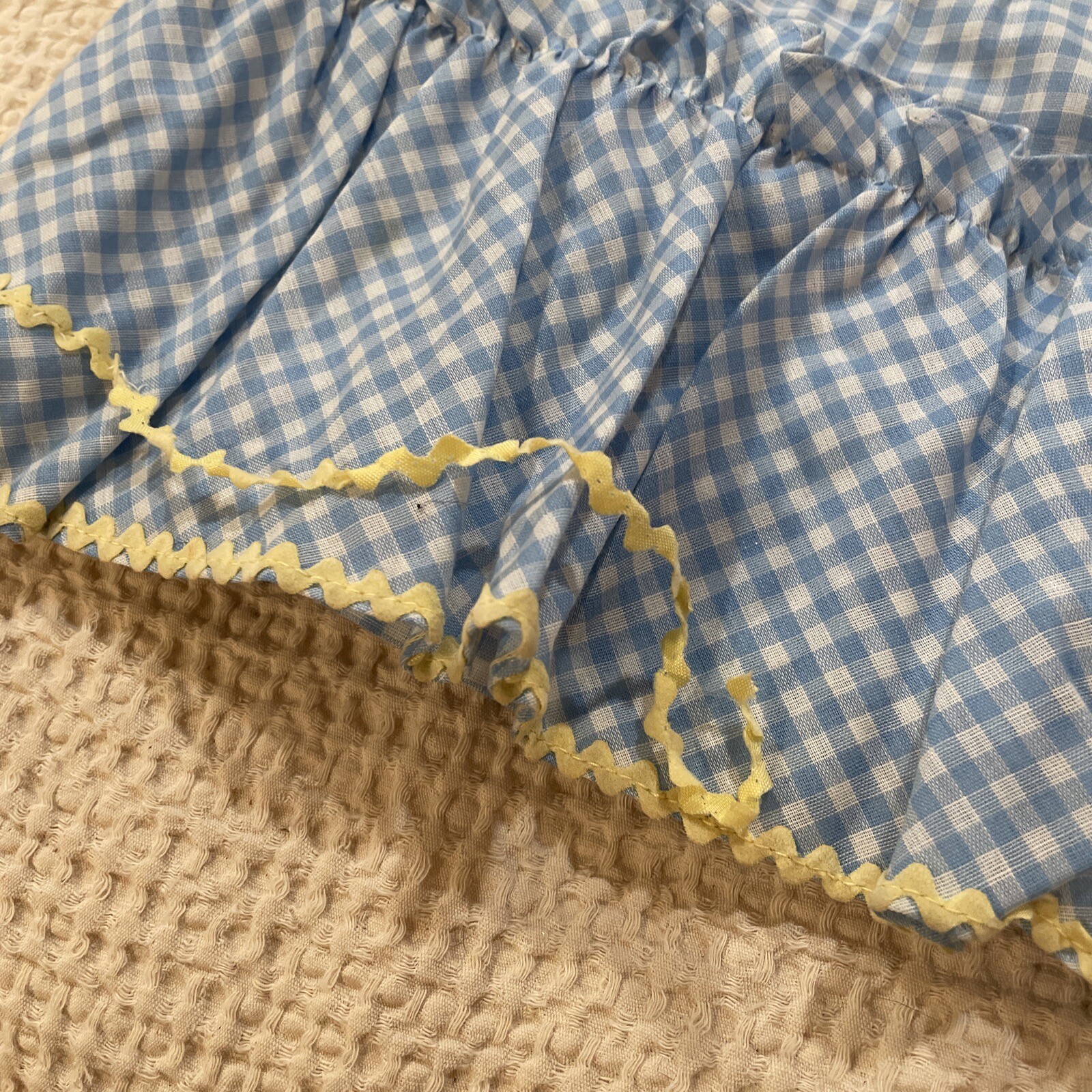 1970’s Martha’s Miniatures Vintage Long Blue And White Gingham Dress SZ 5-6