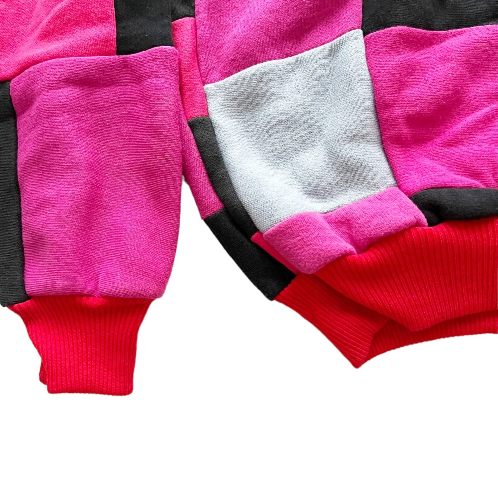 Blowout LA Vtg 90s Patchwork Colorblock Sweatshirt Pink Red Black Grey Unisex