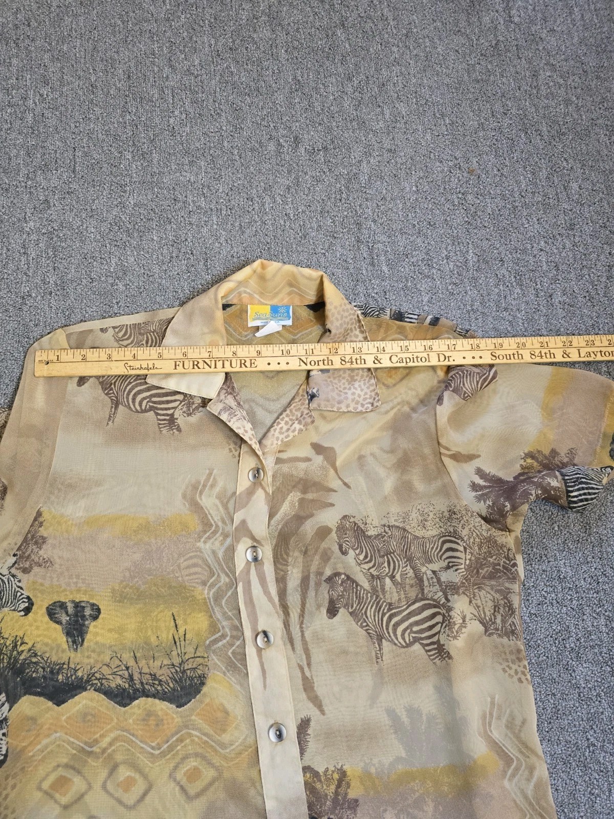 Sea Suns Vtg 80s Sheer Safari Themed Maxi Shirt Dress/ Cover Up Size S