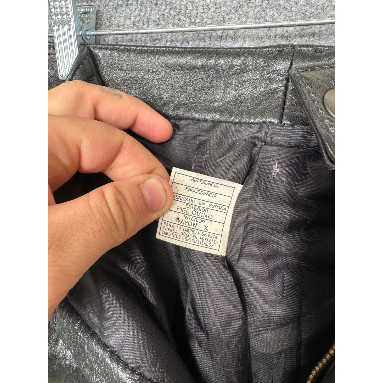 B. Miñones Castro Leather Pants Women 26 Black Vintage Spain Sheepskin
