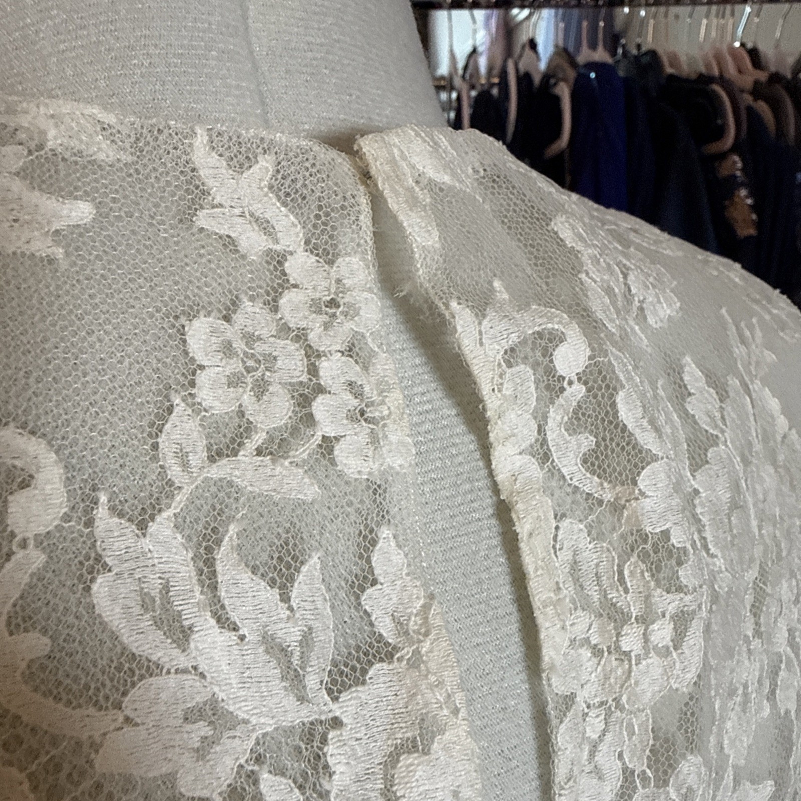 VTG silk wedding gown handmade from 1969 watteau lace train over 7 ft sz 8