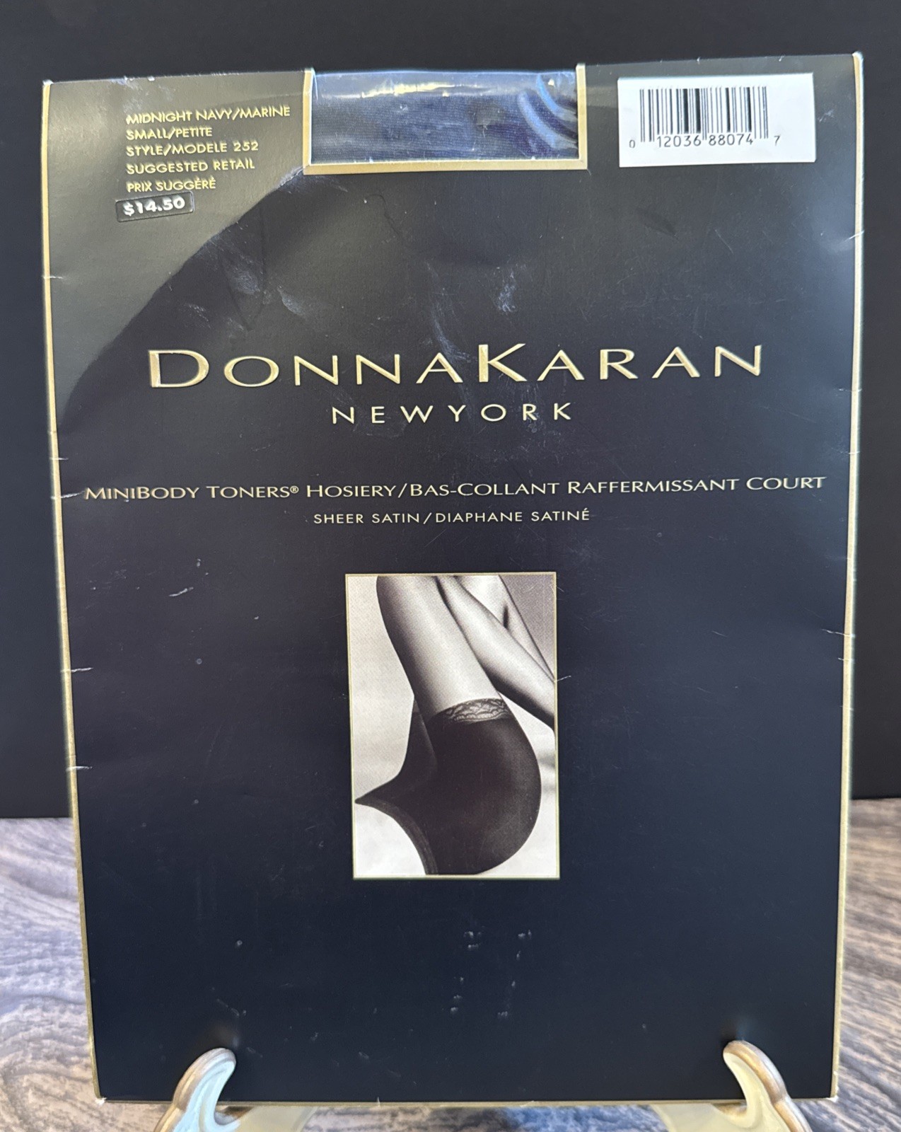 Vtg Donna Karan New York MiniBody Toners Hosiery Midnight Navy Small Petite 252