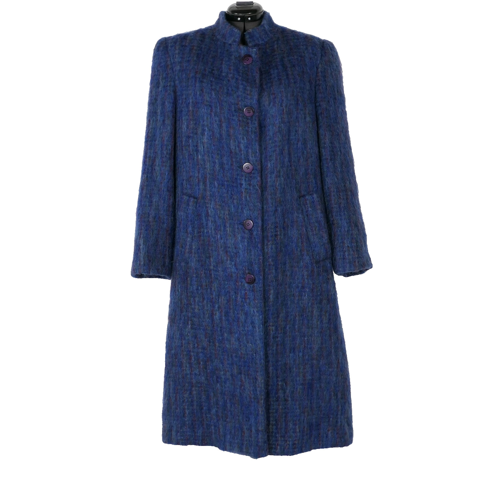 VTG Emily Wetherby Mohair Long Coat Women’s 10 ~ Blue /Purple Fuzzy Cozy USA 60s