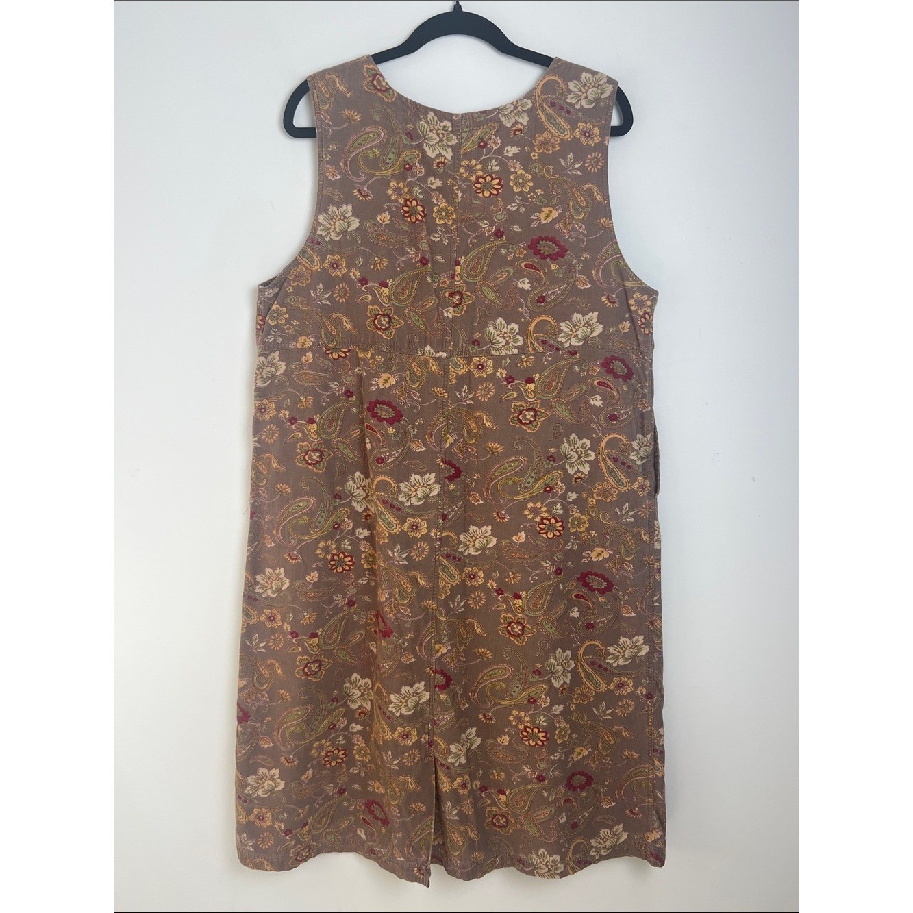 VTG Serengeti Large 90s Cottagecore Floral Corduroy Jumper Dress Pockets