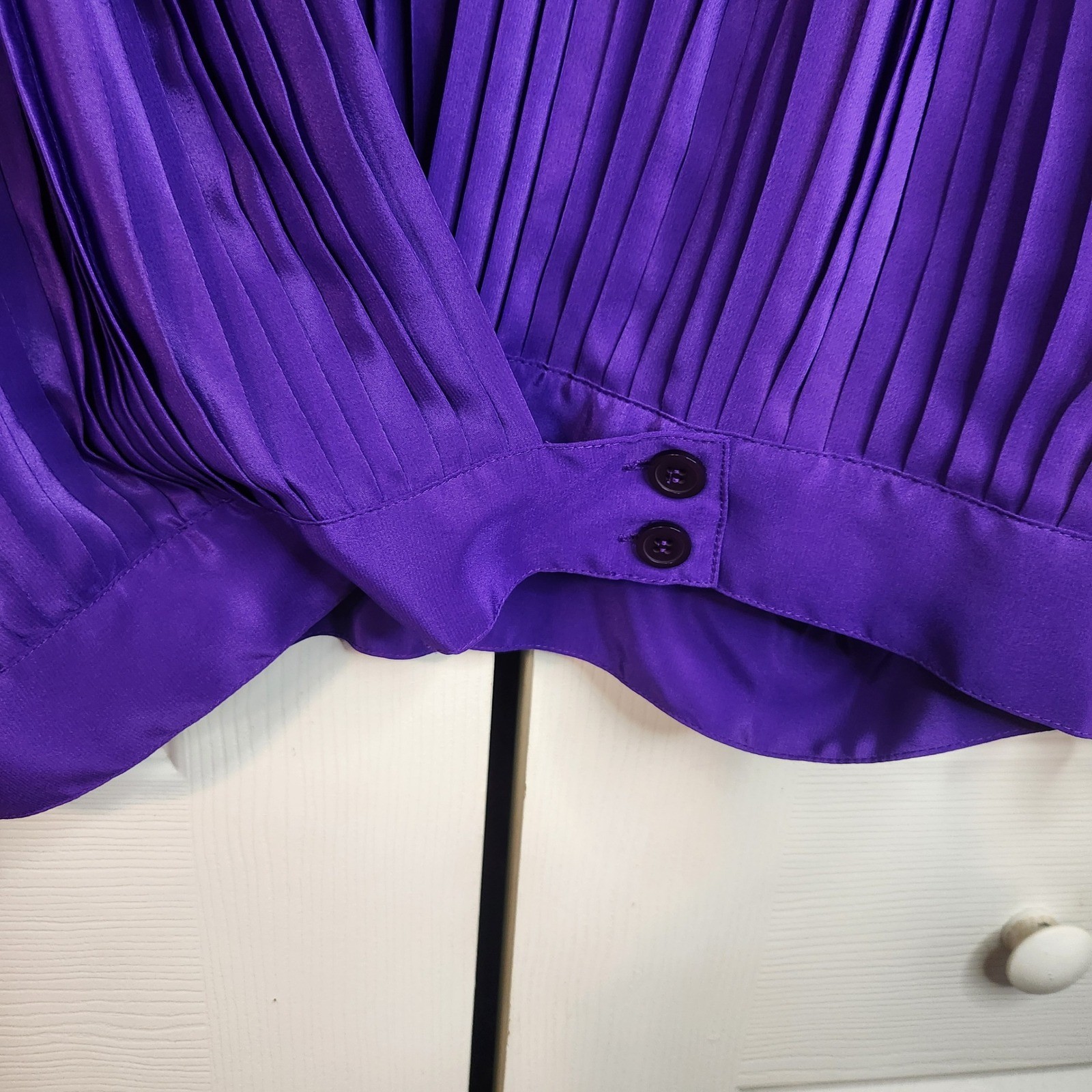 Suzelle Vintage 80s Purple Pleated Honeycomb Smocked Balloon Sleeve Blouse Med/L