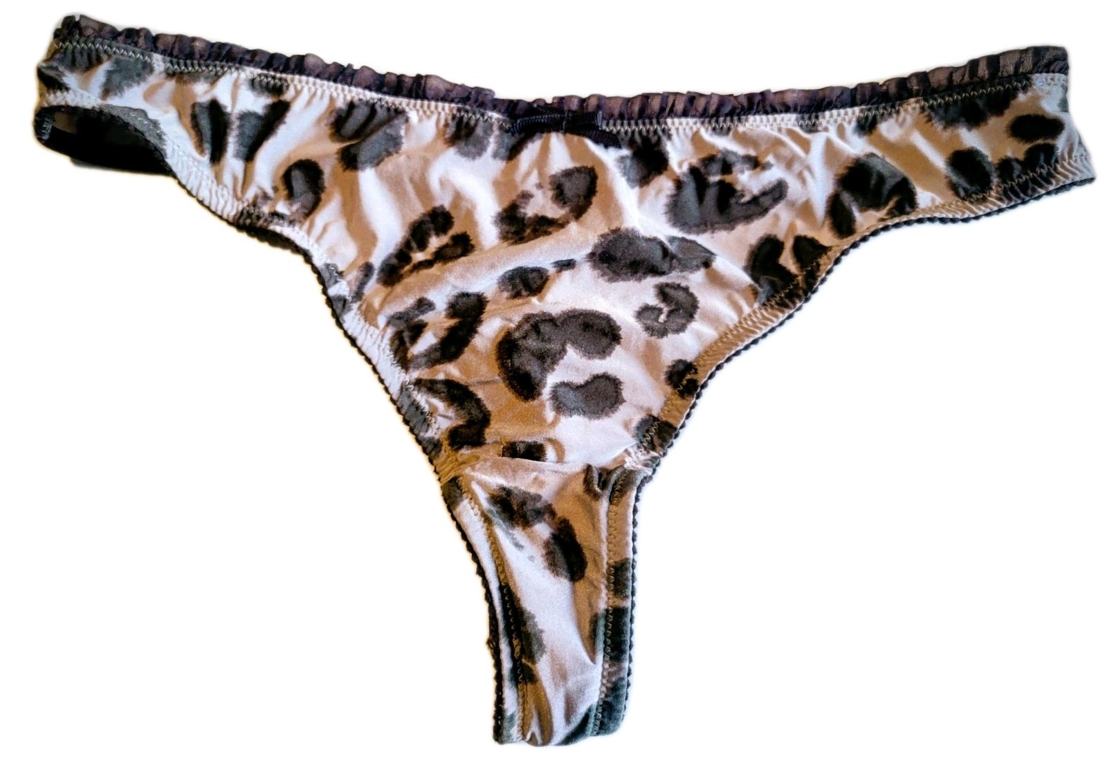 Vintage Satin Thong Silky Panties Lingerie Leopard