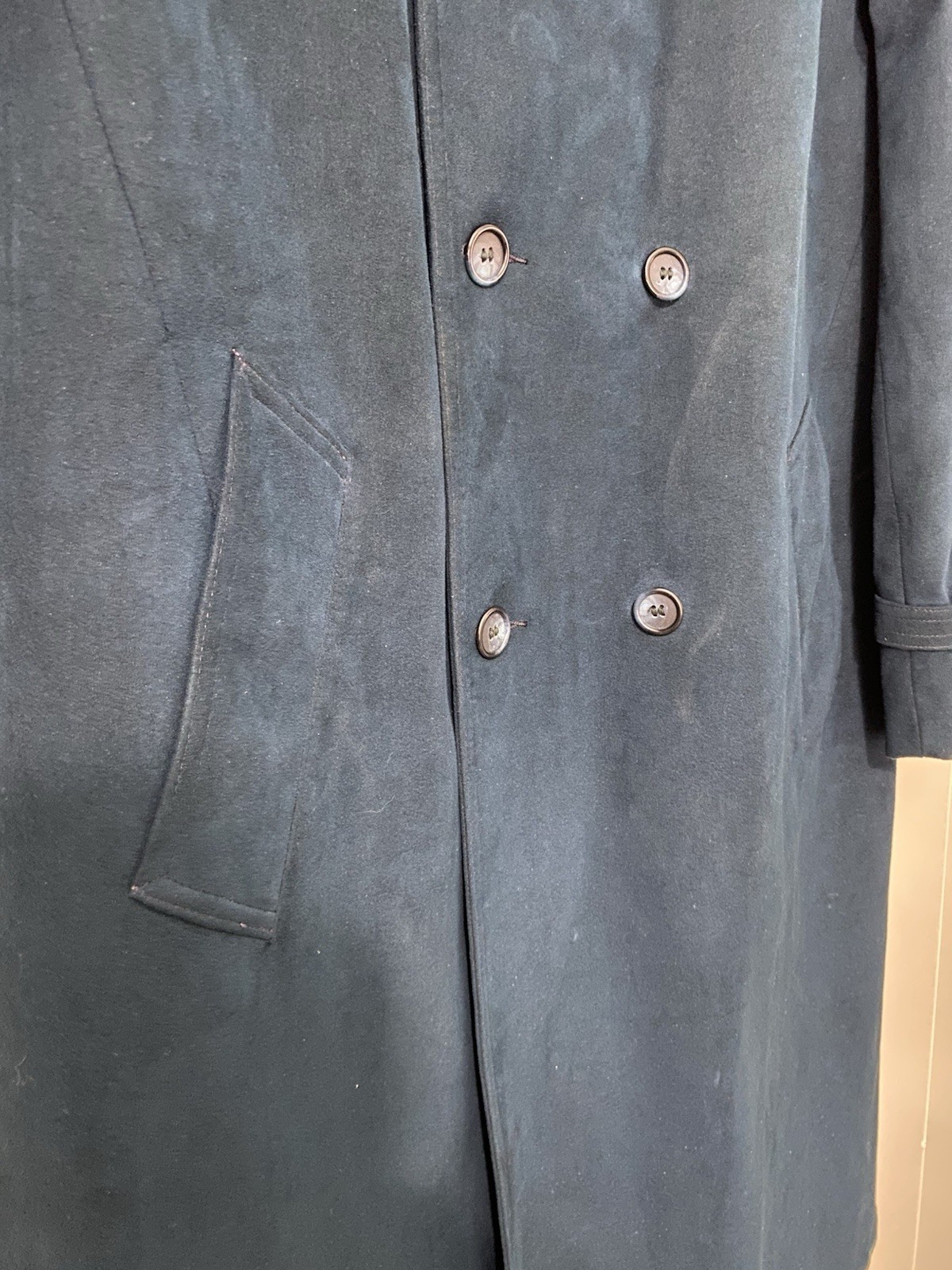 Vintage Blue Suede Trench Coat Women’s Size 44 Jeffrey Banks For Lakeland