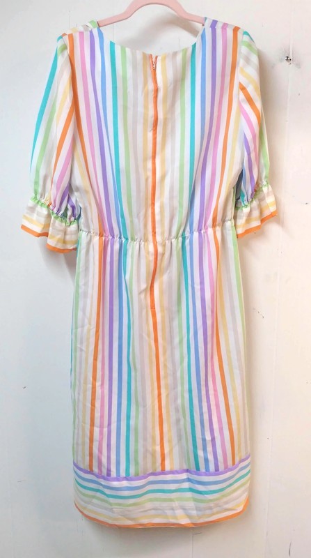 VTG Jamison Carroll Reed WM (Vtg) 16 Pastel Rainbow Day Dress Blouson 80s