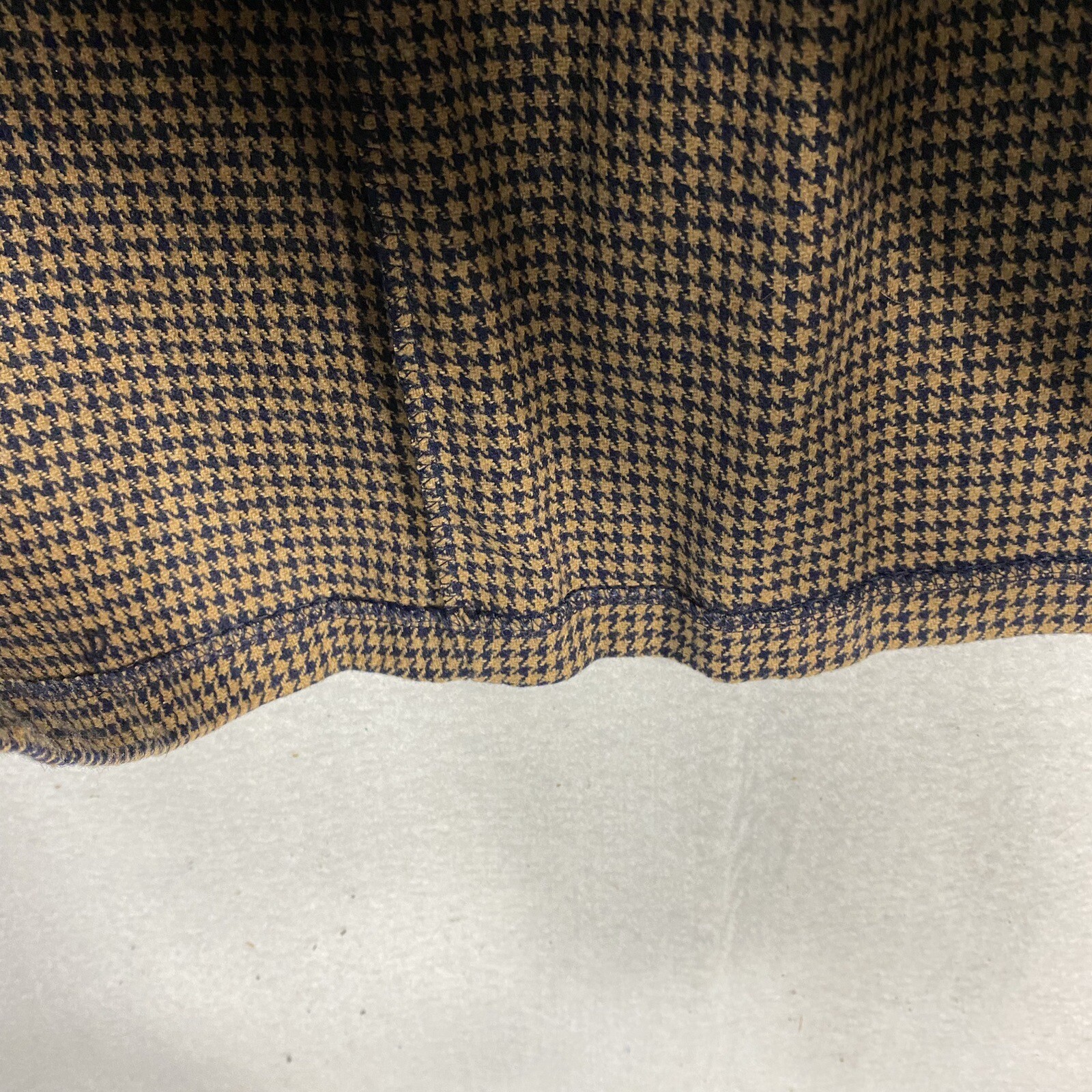 VTG Armondio Wool Blend Houndstooth Skirt Pockets 13 – 14 Brown Elastic USA 28