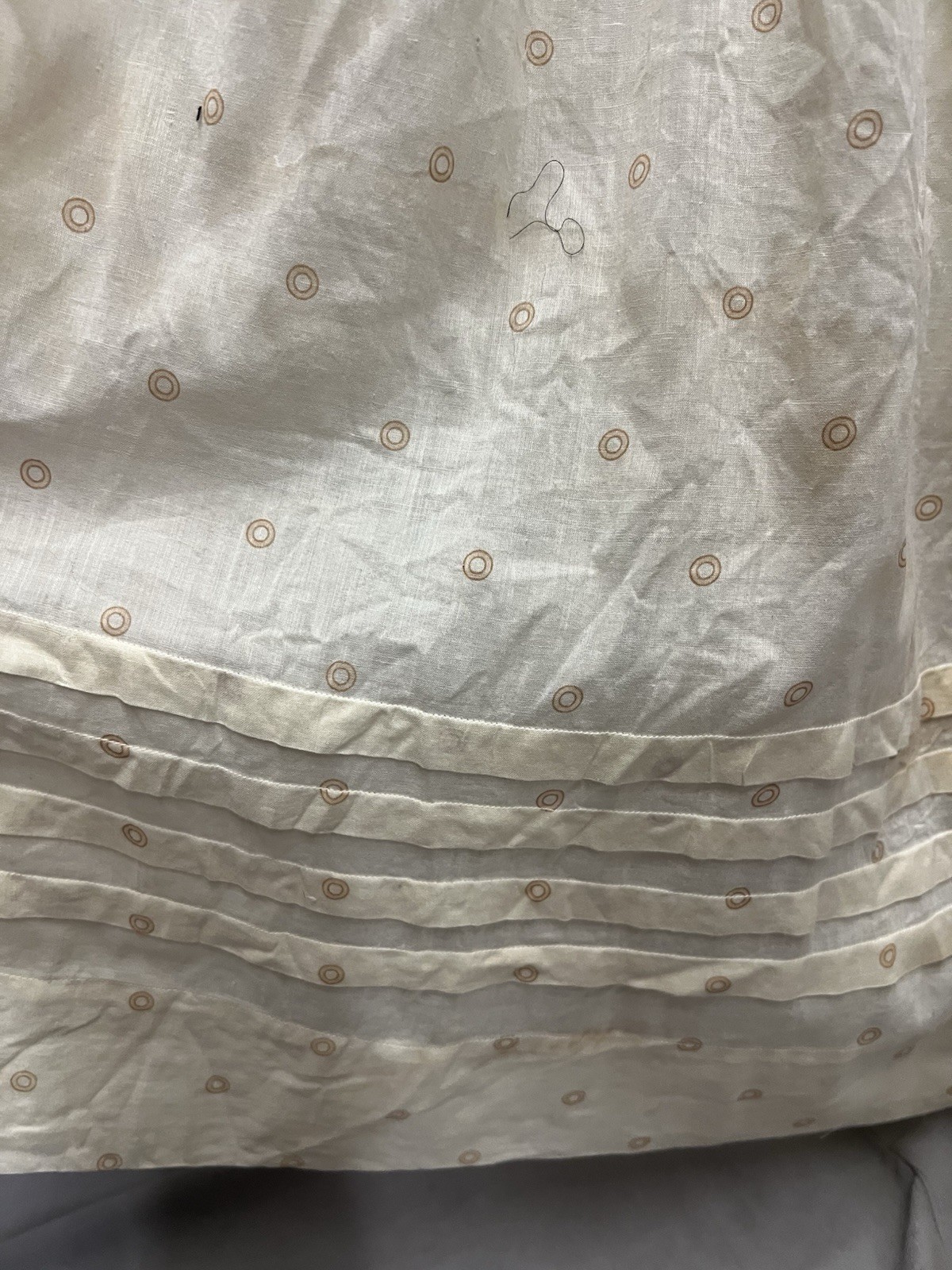 1900 Antique Yellow Cotton Circular Print Day Skirt