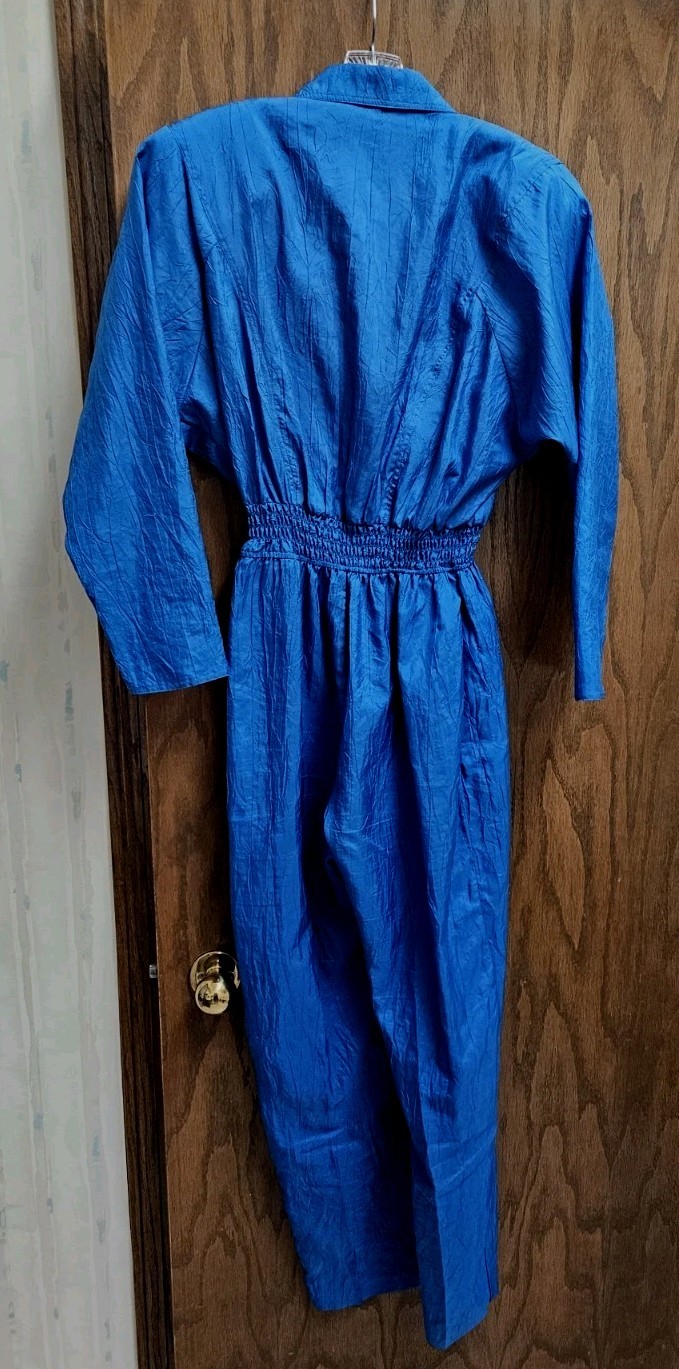 Rare Blue Vintage Electric Blue Jumpsuit Size 10 Elastic Waaistband