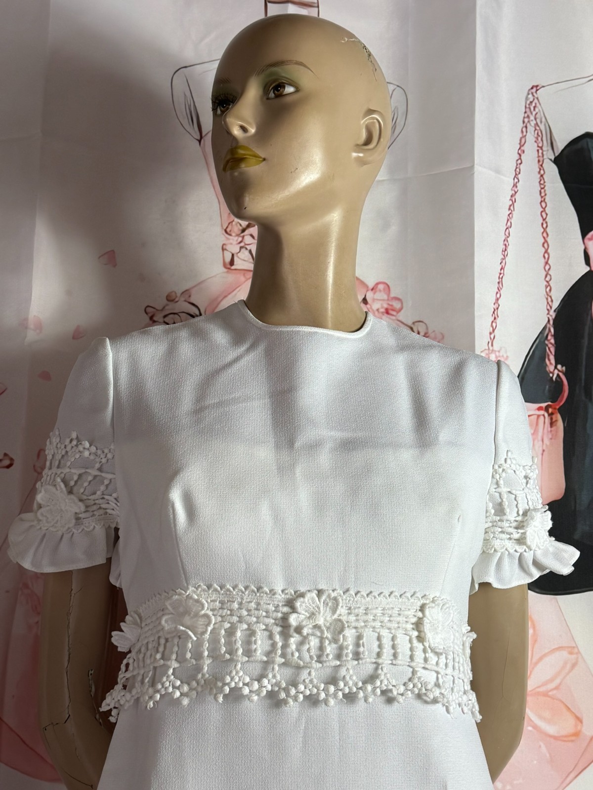 Wedding dress Emiliana reversible model 60s vintage wedding empire lace size 36/38