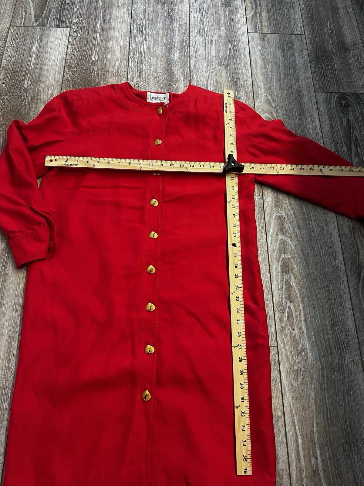 Constance Saunders Womens 10 Long Coat Jacket Red With Gold Buttons
