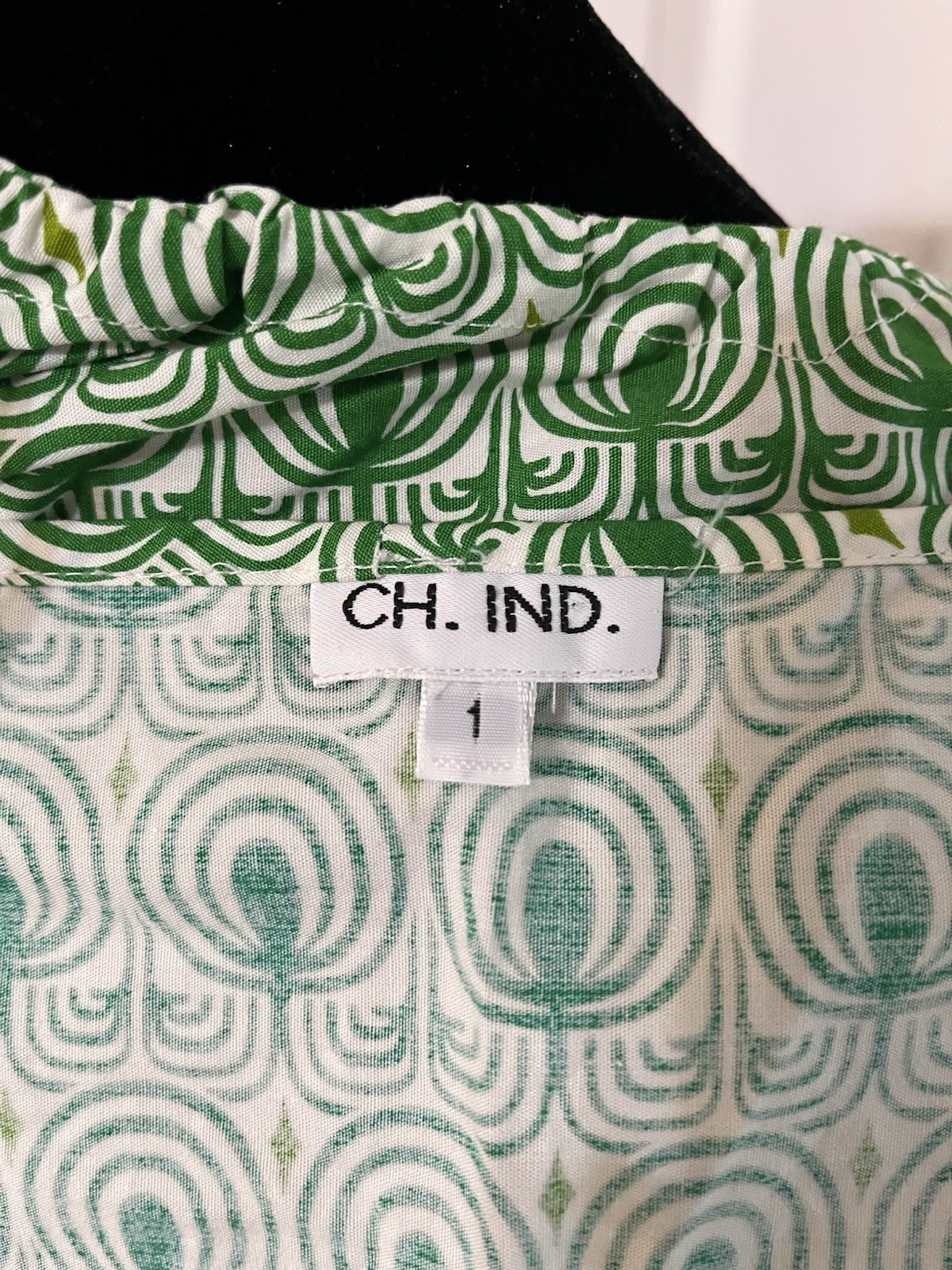 Vintage CH. IND. Green Top & Skirt Set, Cotton, Made In France, Size 36