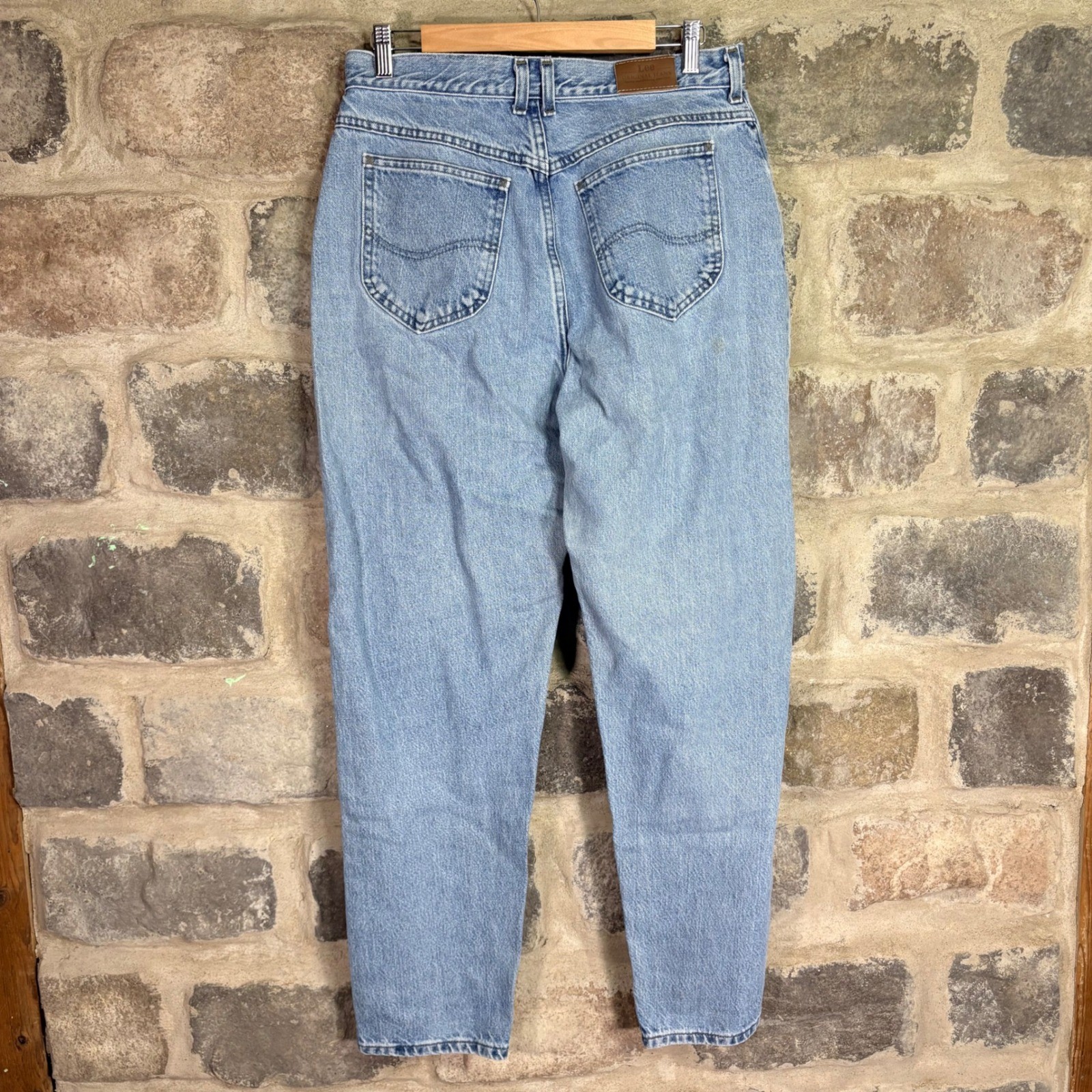 Lee Original Vintage 90s High Rise Light Wash Tapered Mom Jeans Blue Size 14M