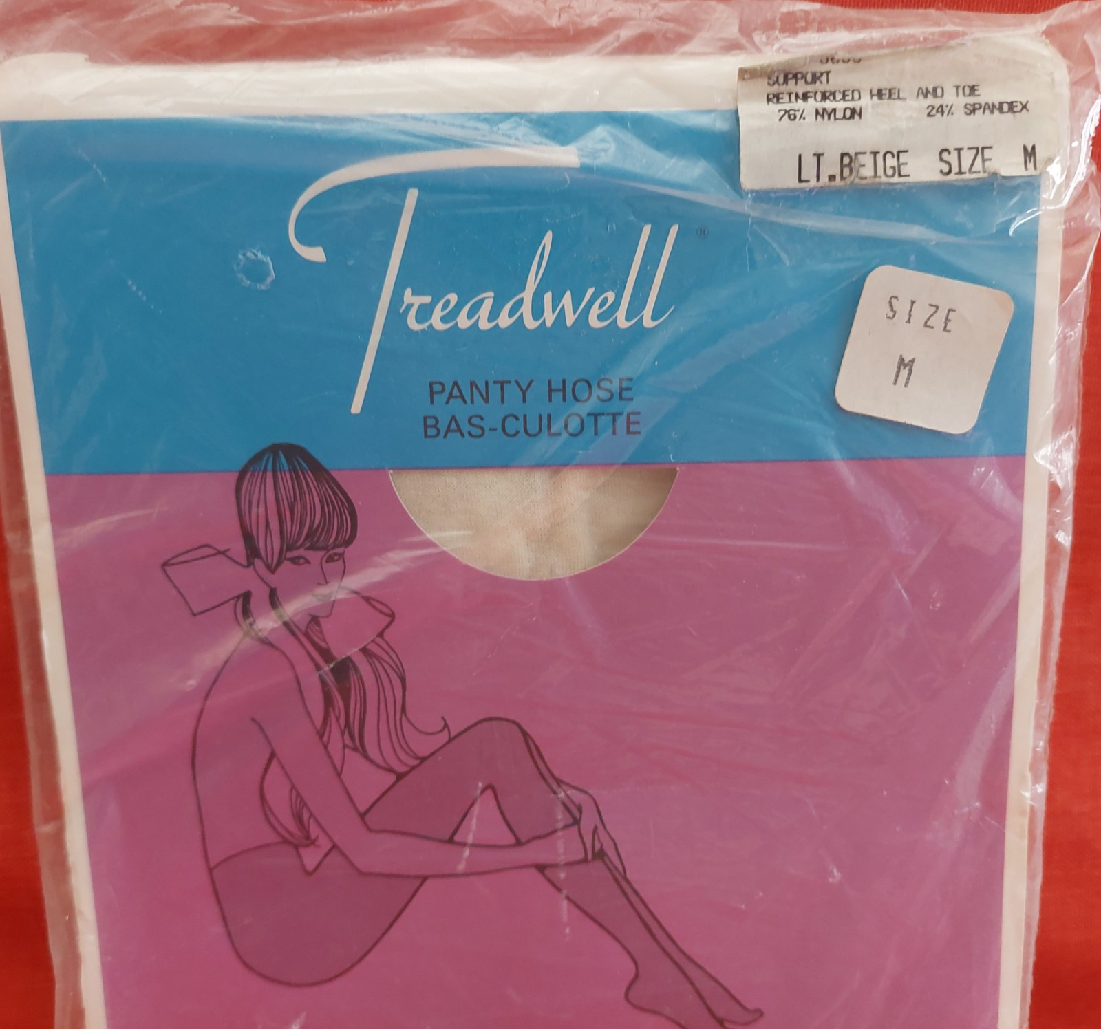 Vintage Pantyhose Treadwell Support Color Light Beige Size Medium BHAN01