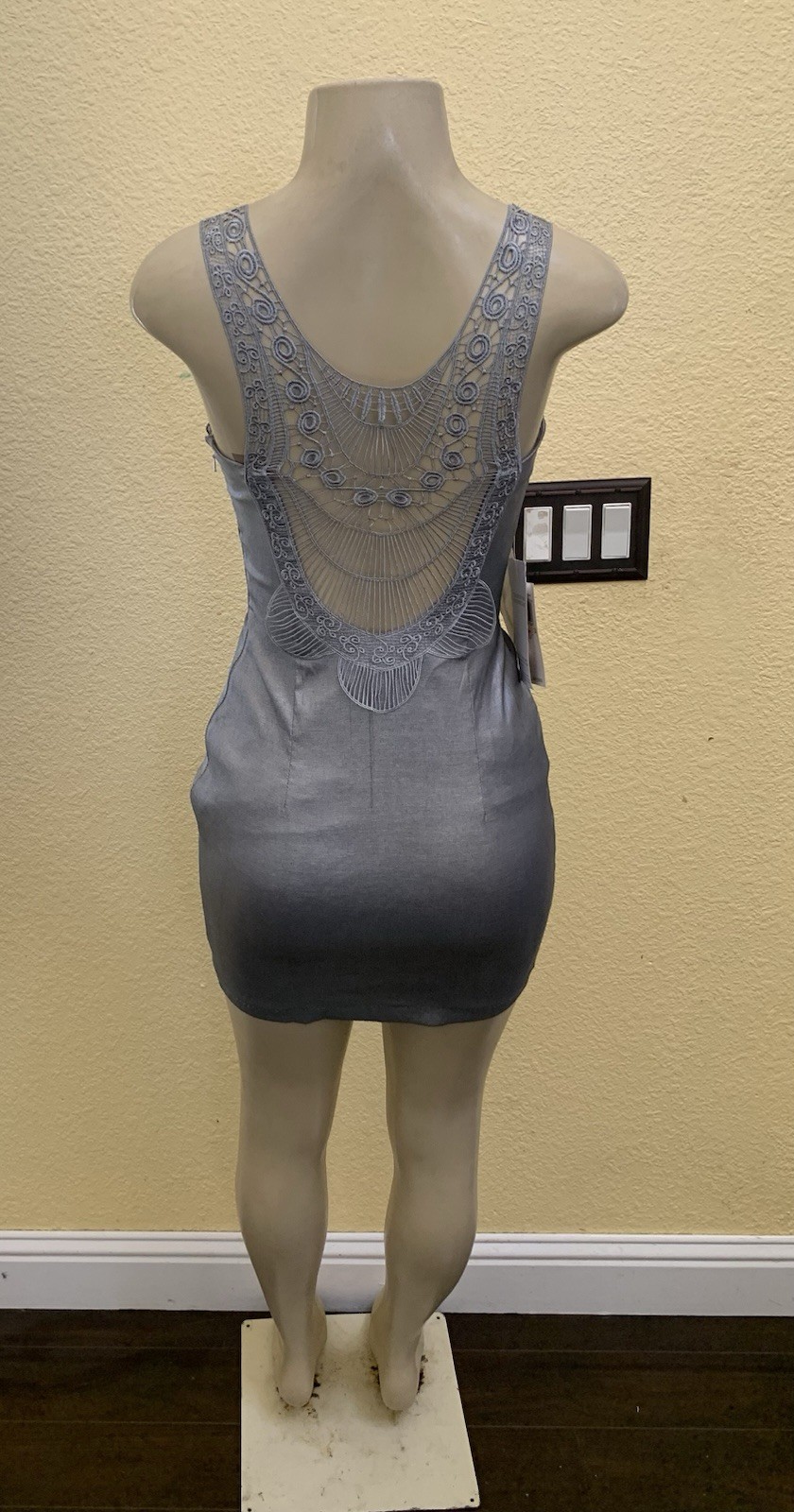 VTG NWT Jessica McClintock Size 2 Silver Ruched Mini Dress