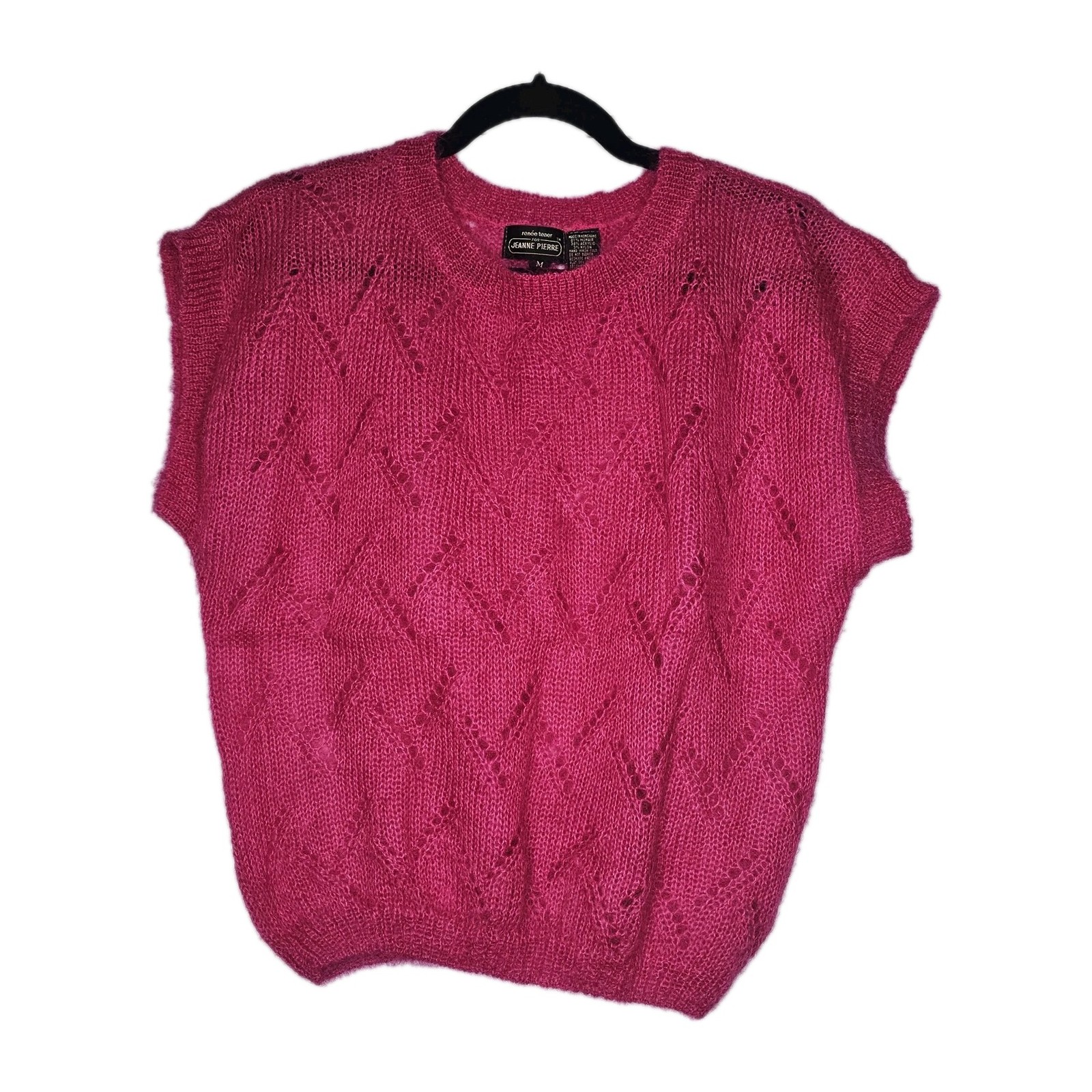 Vintage Womens Sweater Y2K Med Mohair Pink 80s 90s Burdines Soft Housewife Mom
