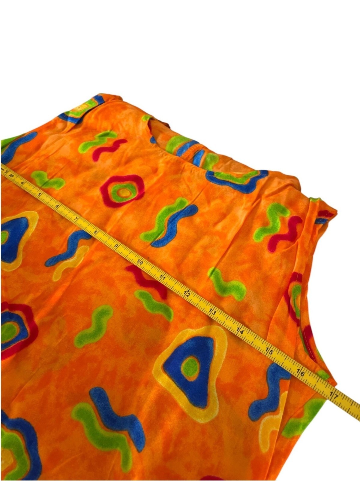 VTG 90s Groovy Rayon Maxi Dress Psychedelic Boho Sun Dress Sz S