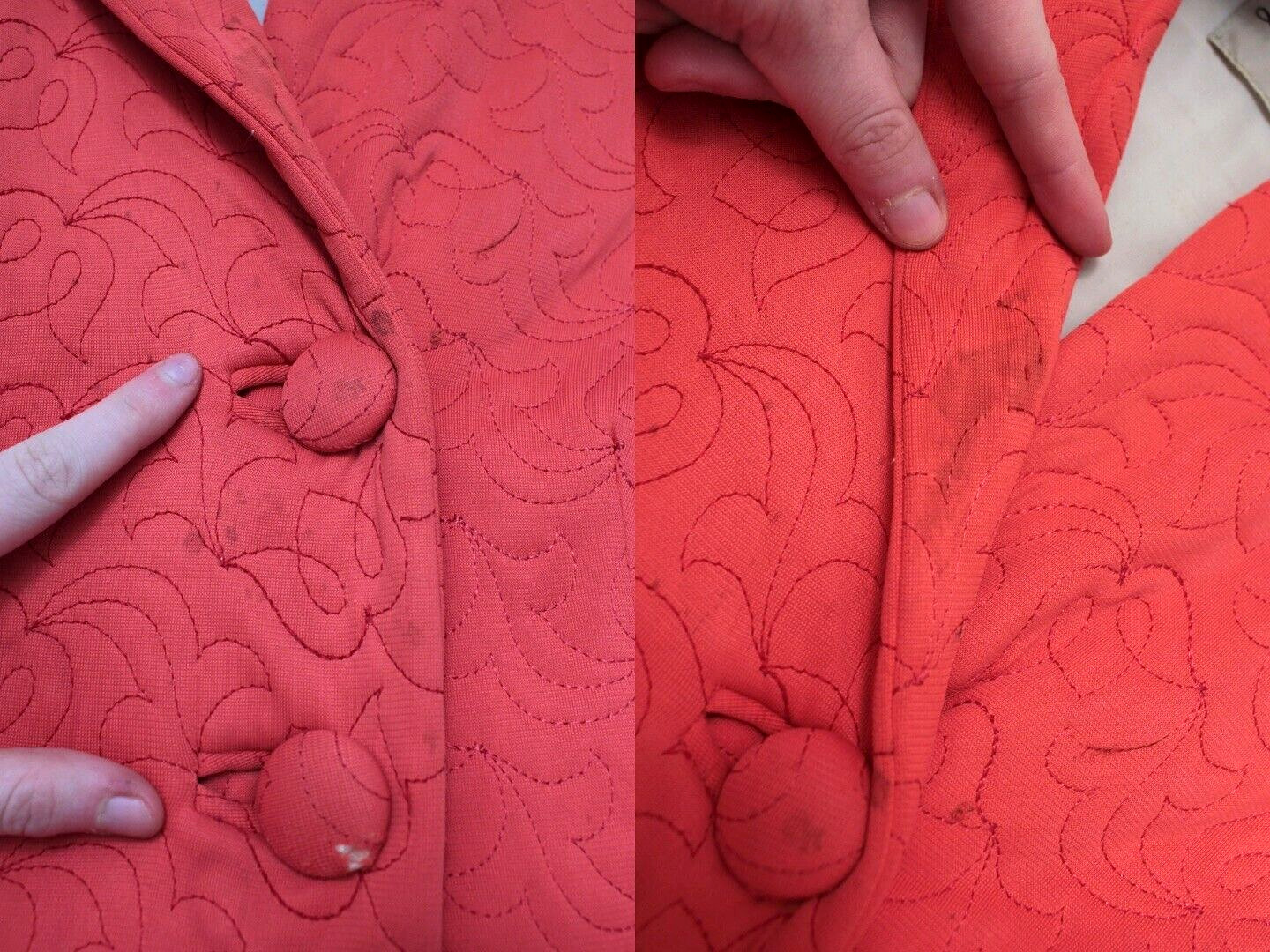Vtg Women’s 40s Coral Orange Housecoat Robe 1940s HouseDress Darby Gaimes Sz S/M