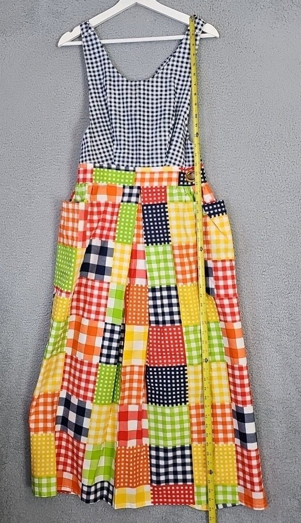 Vintage 60s 70s DESIGN HOUSE Patchwork Cottage Core Apron Jumper Maxi Dress