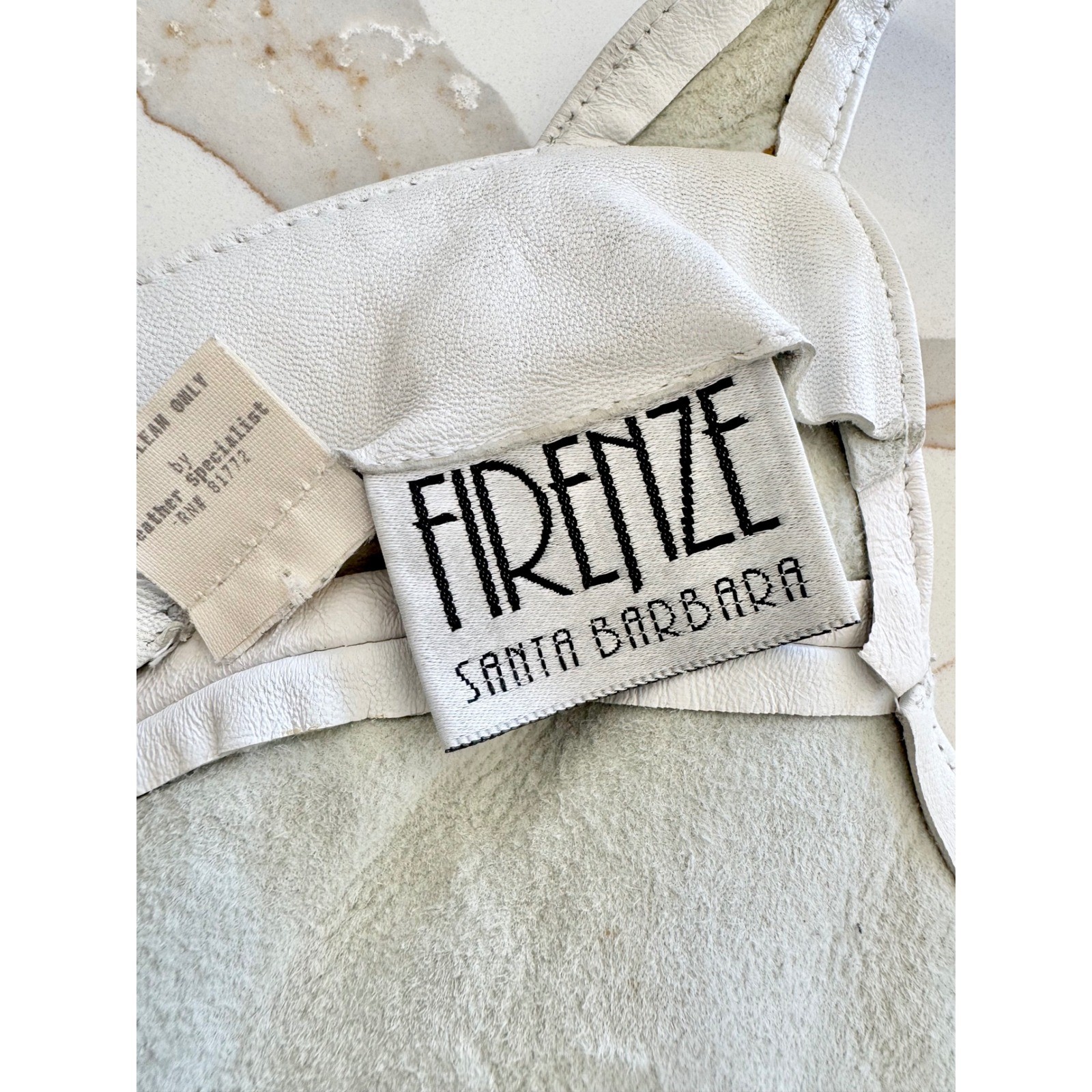 Firenze Santa Barbara Crop Top Vest Leather White Vintage Petite USA Made S