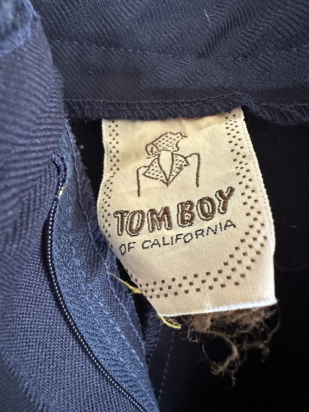 Vtg Blue 70s Tomboy of California Pants Polyester Disco Flare Bell Bottom 27″ W