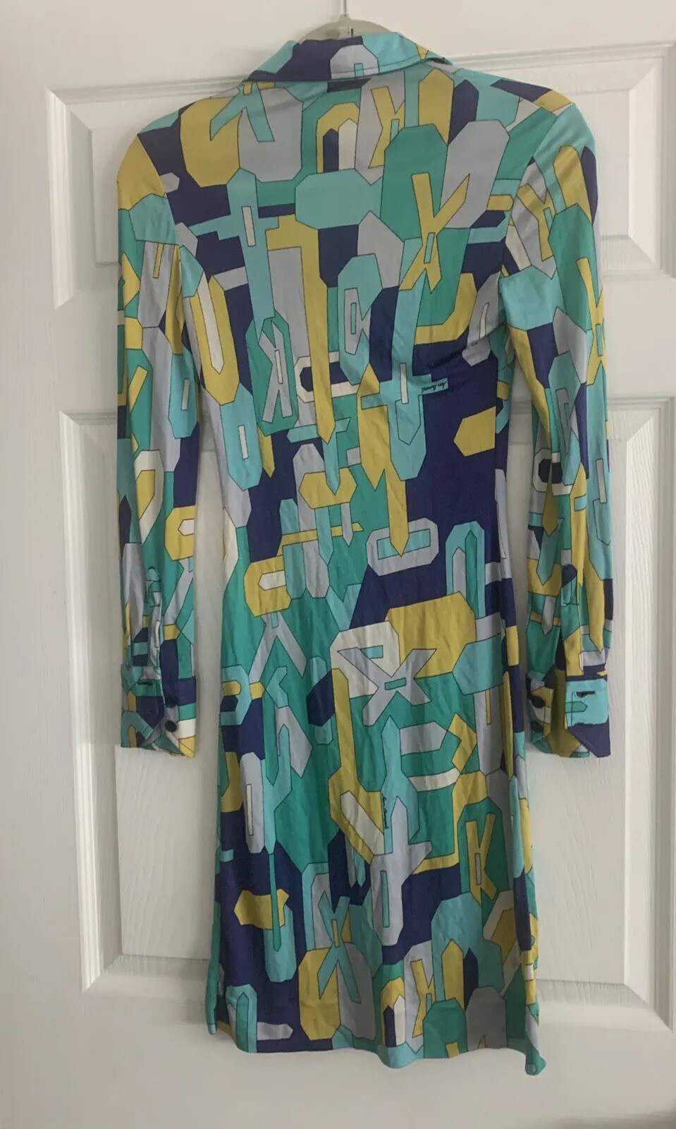 Rare Vintage Jean Leonardi Signed Print Dress Circa 1960’s Sz. 42 Made In Italy