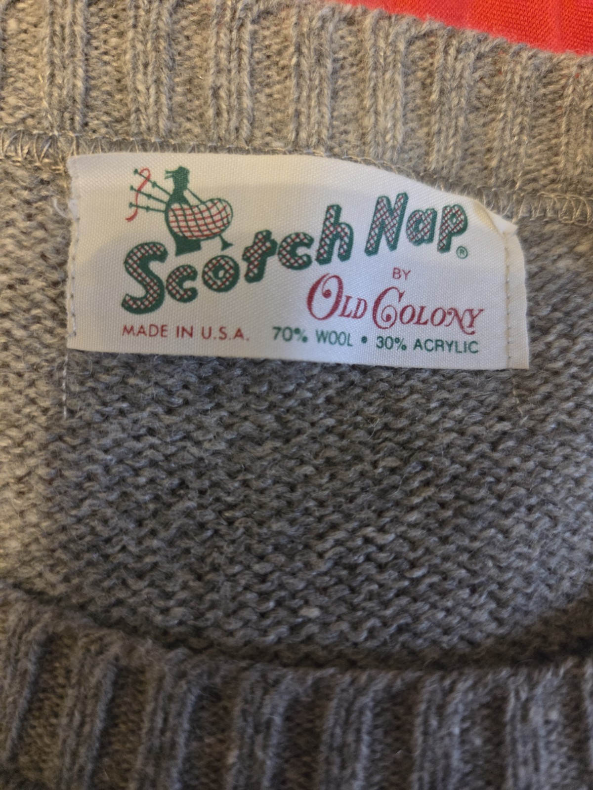 Vintage 80s Scotch Nap Old Colony Front Nine Back Nine Gray Sweater