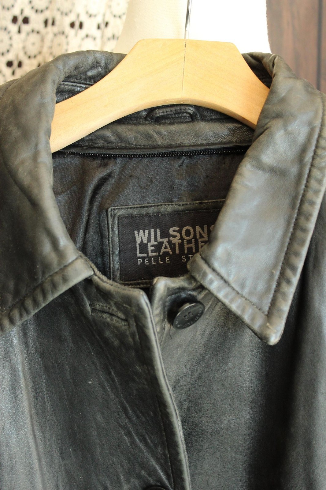 Vintage 1990s Leather Jacket, Volup Size 2X Wilsons Leather Black Car Coat, Pell