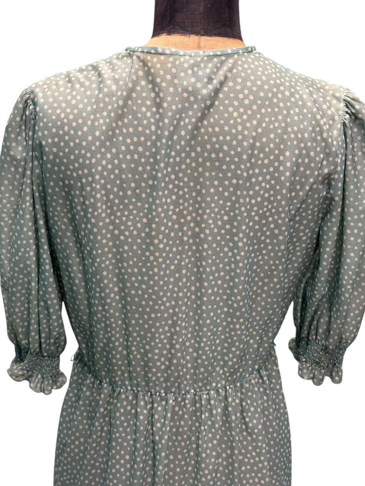 Vintage Parade New York Country Style Green White Polka Dot Dress Sz 8