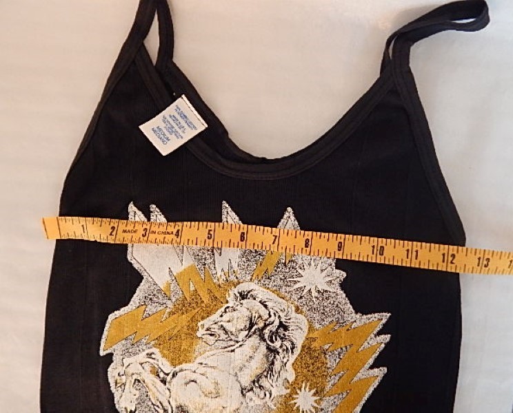 Nos Vintage Black Tank Top T Shirt Lightning Bolt Gold Fantasy Mythical Horse XL