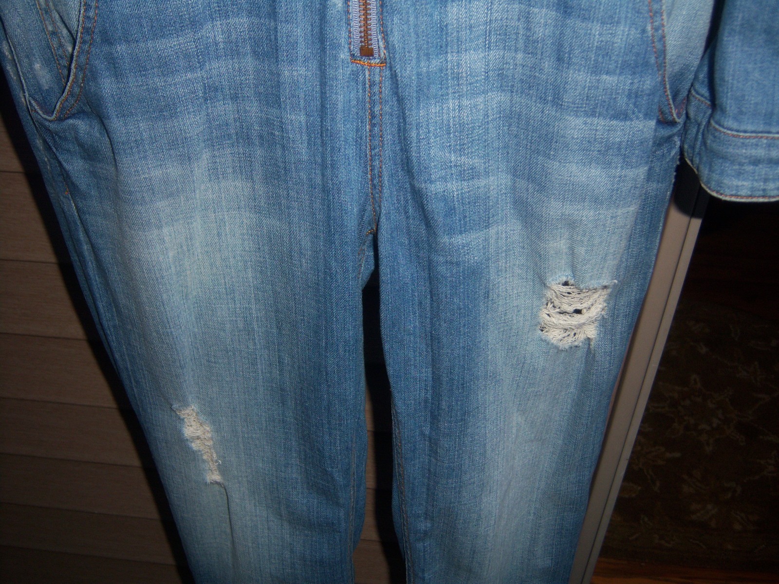 NWT RETRO BOHO TRENDY Guess JUMP SUIT WOMENS Size 8 DISTRESSED HASES WASH