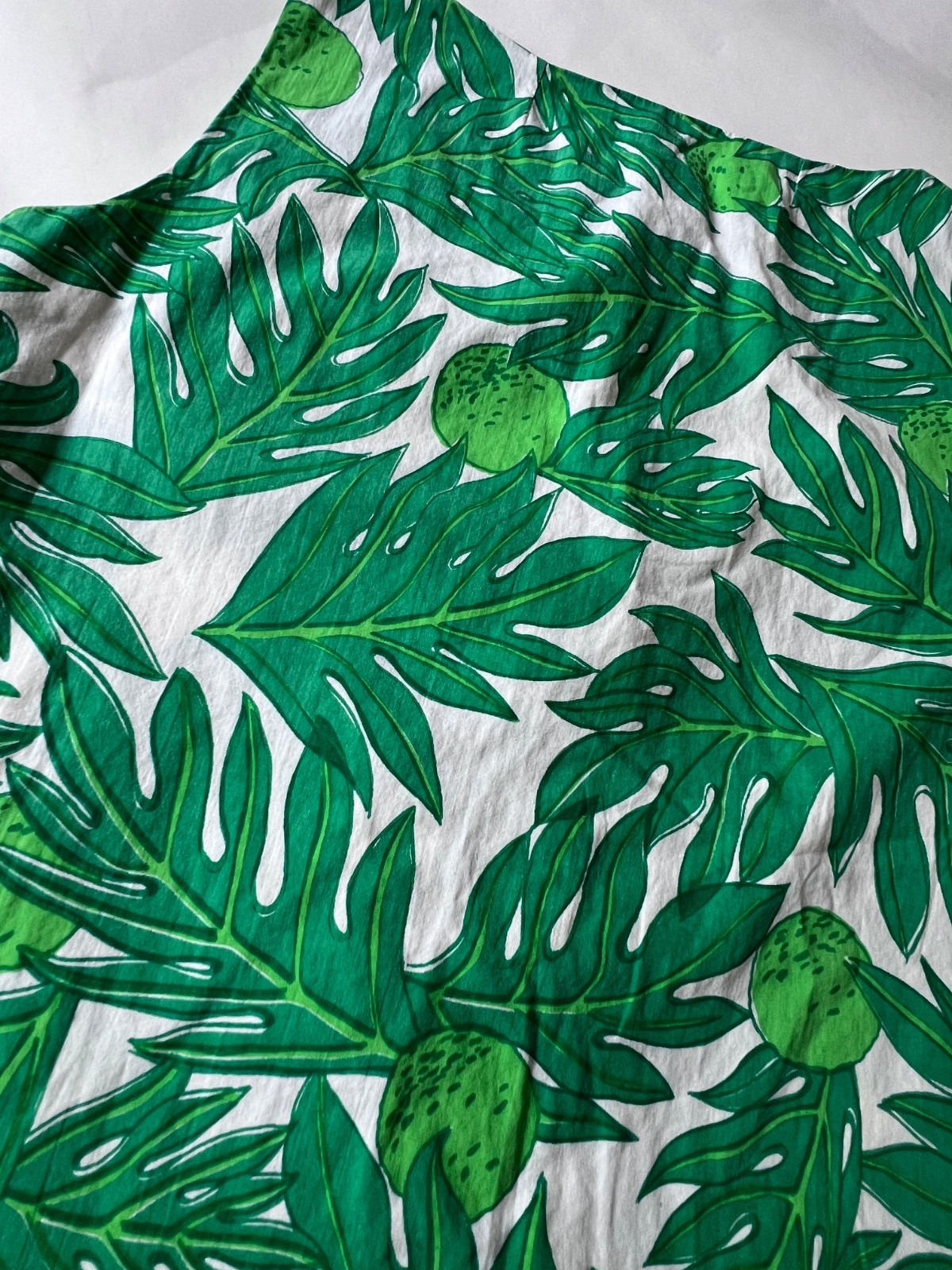 VTG 60’s Ruth Clarage Green Palm Leaves Lime Print Tunic Resort Sleeveless Top M