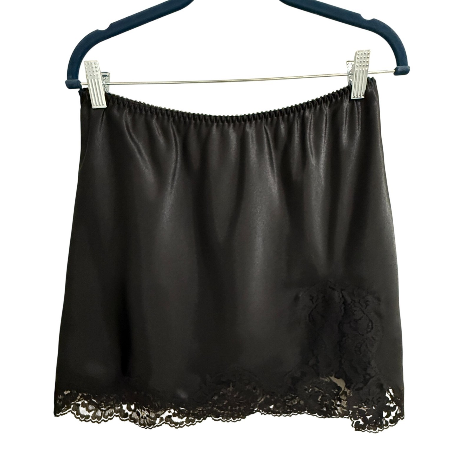 Vintage Victorias Secret Black Lace Trim Half Slip Skirt Size S Mini Coquette