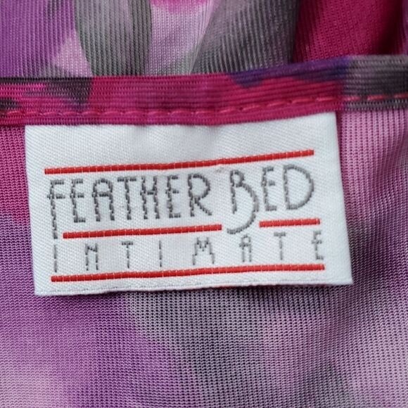 Vintage Sheer Floral Purple Multi-Color Double Tie Waist Robe Size Medium
