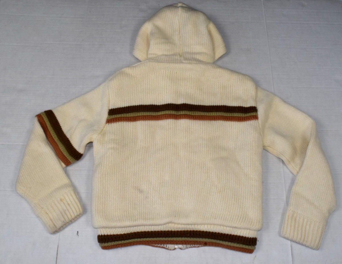 Vintage Sweater Jacket Dawn International Size L 70s Ivory Sherpa Lined Warm