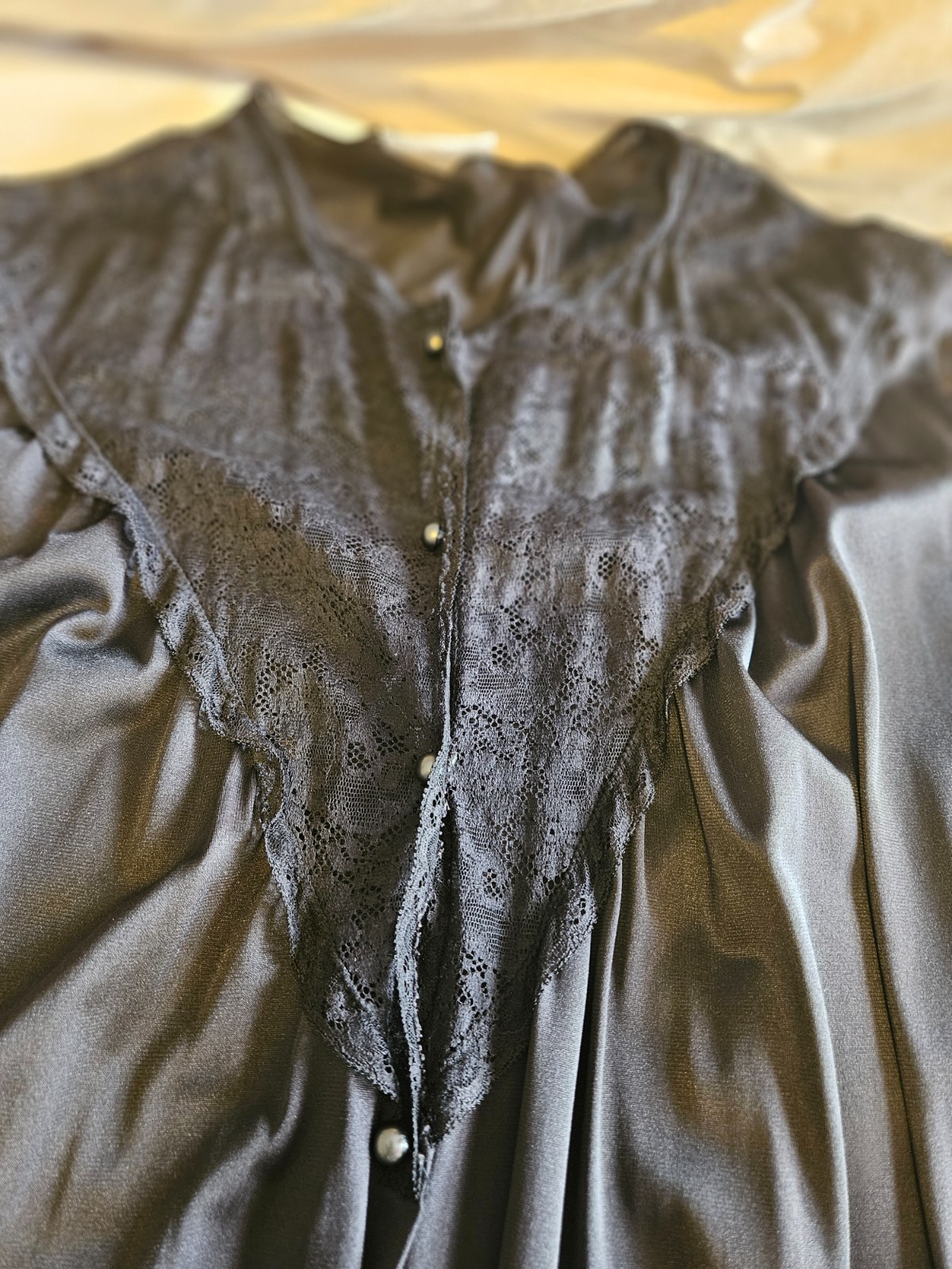 Vtg Jolie Two Women’s Sz LBlack Dressing Sleep Night Gown Patio Robe