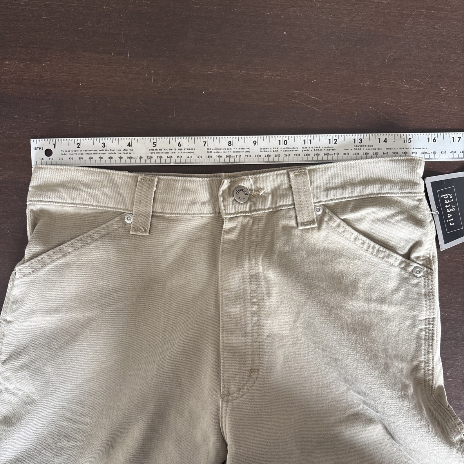 Vintage Riveted By LEE Carpenter Pants Wide Relaxed Khaki Tan Beige Women’s 10 M