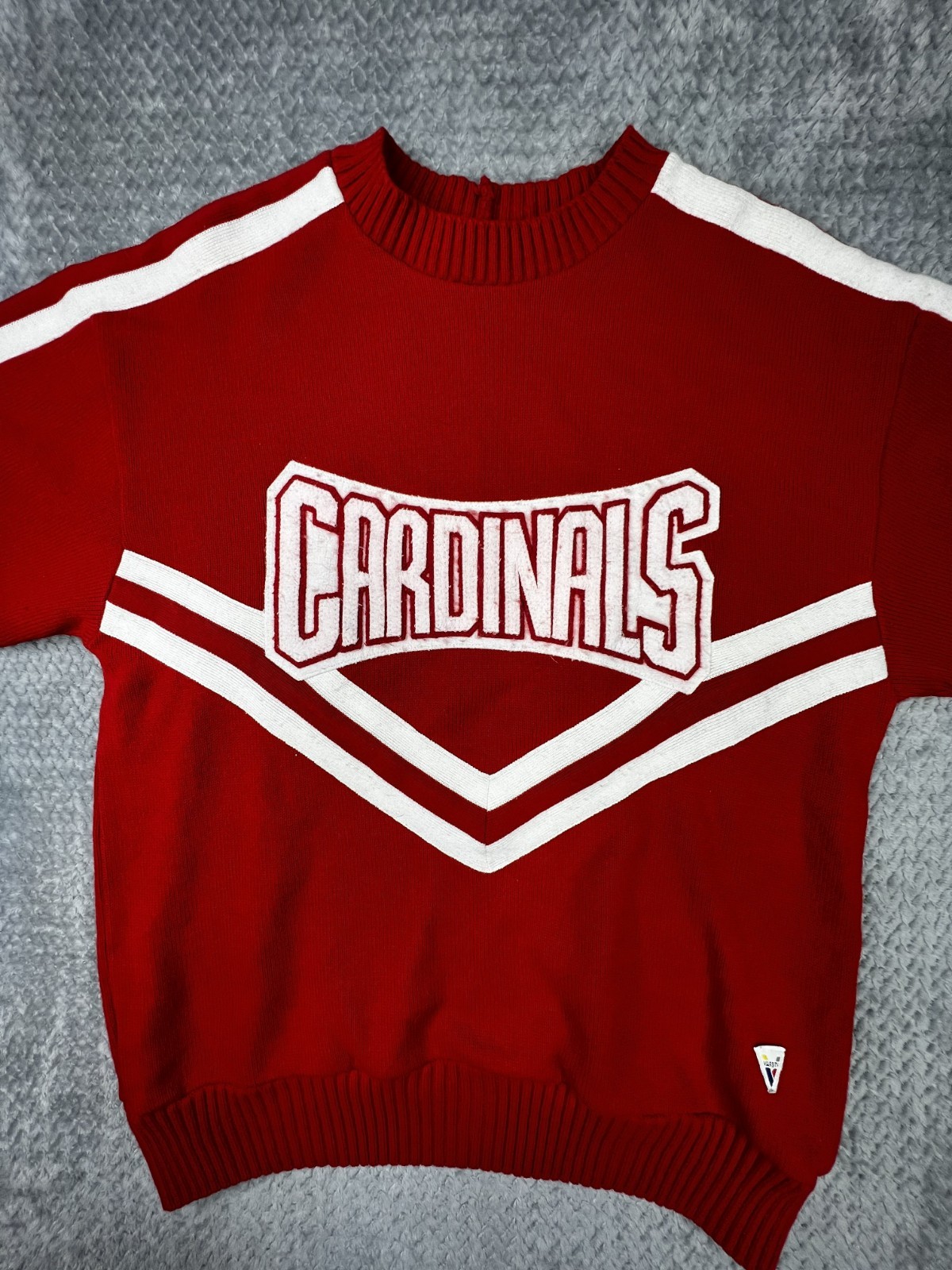 Varsity Red White Cheerleader Acrylic Pullover Sweater Shirt Medium Cardinals