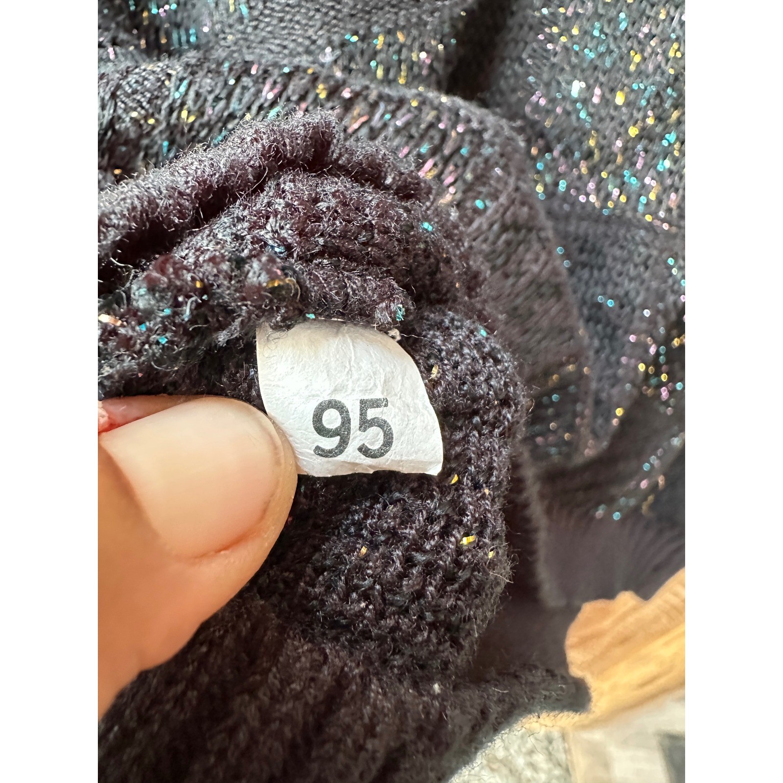 Vintage Kenneth Too Plus Black Knit V-Neck Sweater Sparkle Plaid