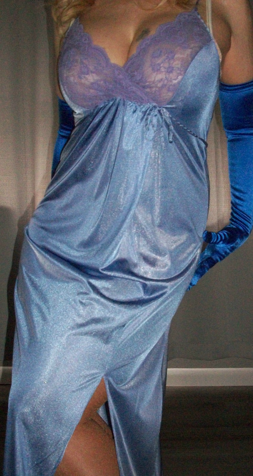 Vtg Purple Gilead Maxi Goddess Nylon Nightgown S