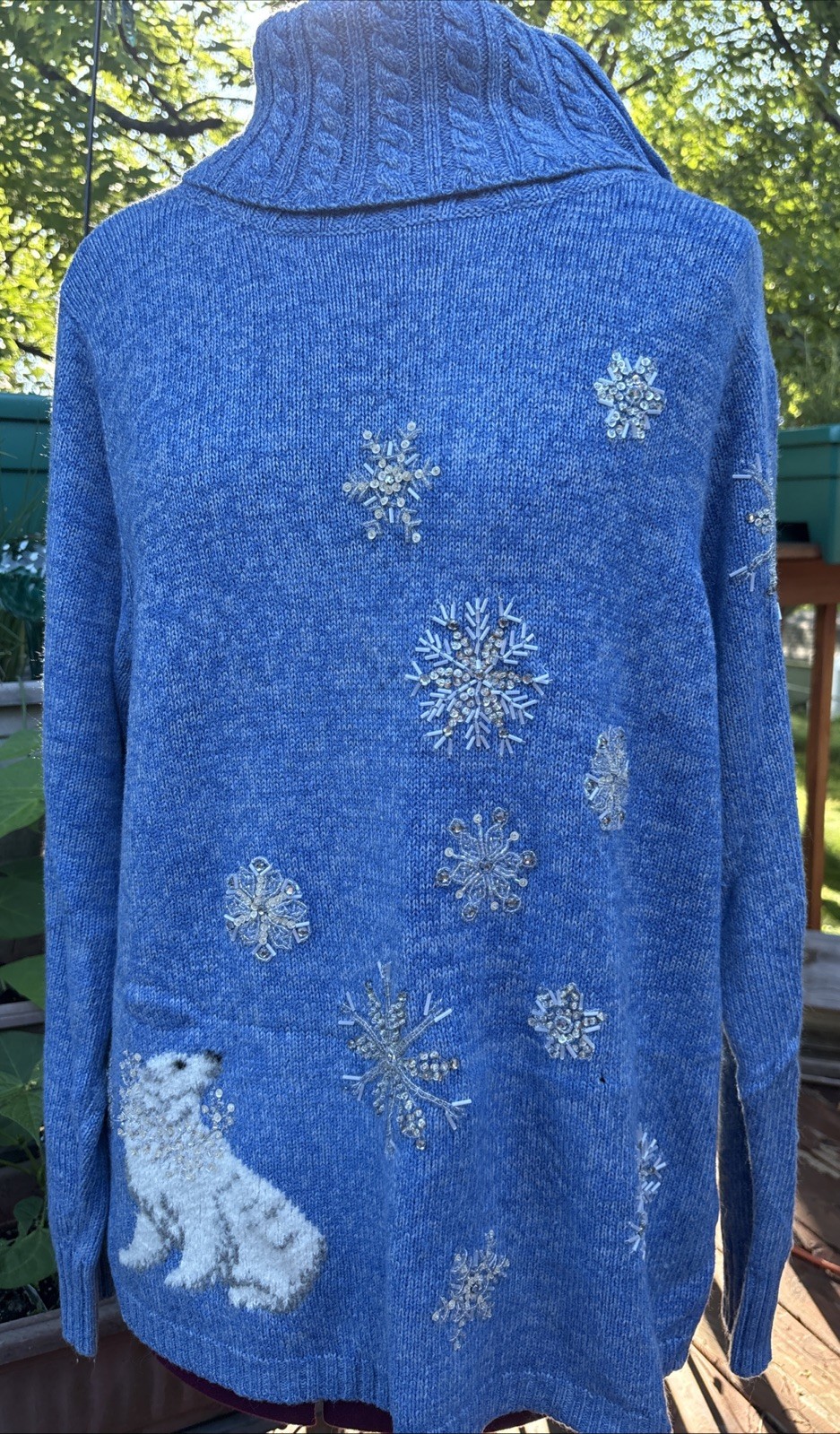Vintage Marisa Christina Polar Bear Snowflake Turtleneck Christmas Sweater – XL