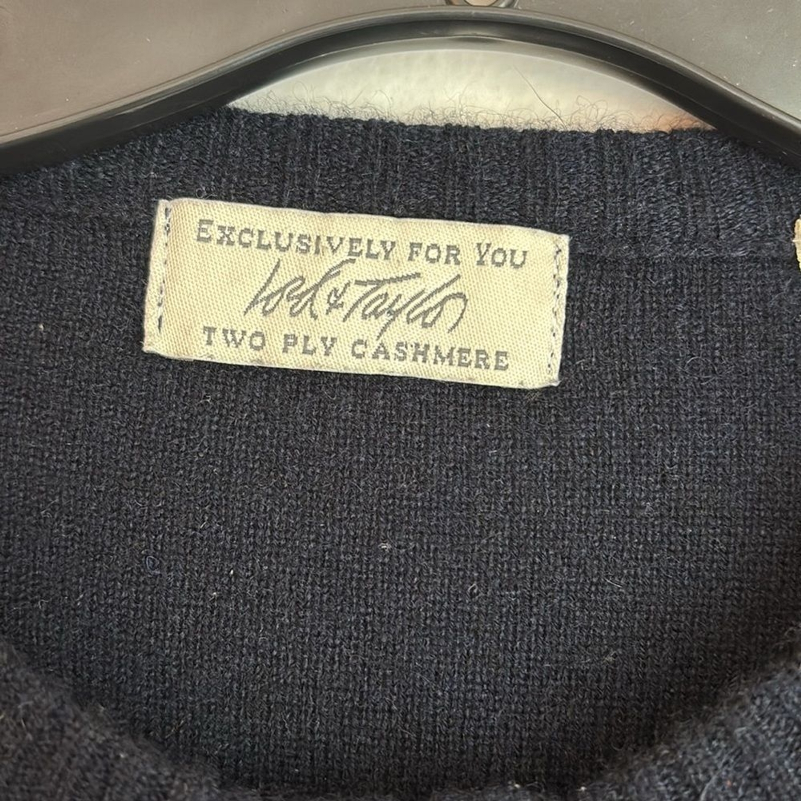 Vintage 100% Cashmere Women’s Classic navy blue full zip cable knit Sweater LG