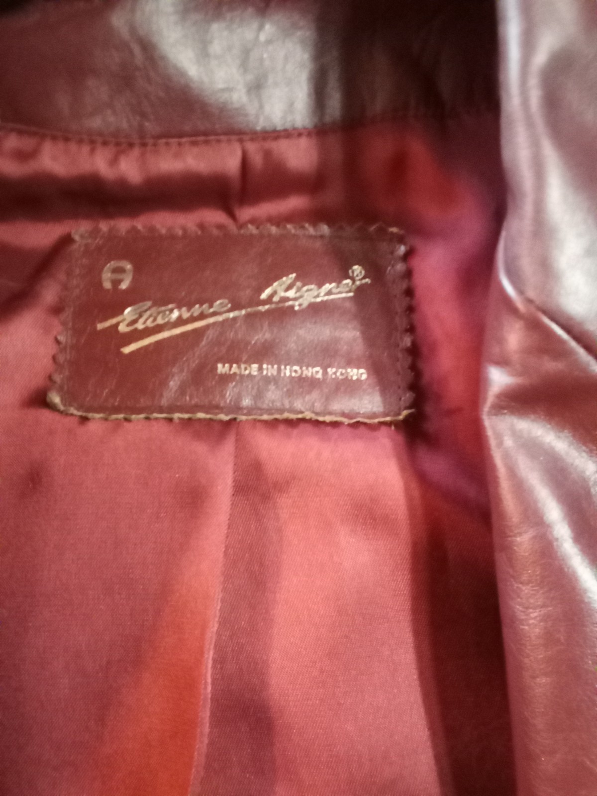 Vintage Etienne Aigner Burgundy Oxblood Genuine Leather Jacket Blazer Size 16
