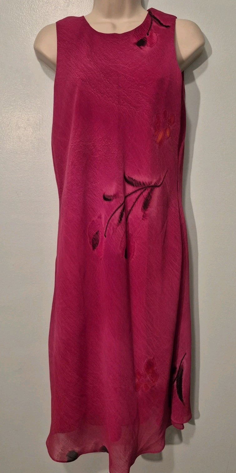 Vintage 90s Jeffery & Dara Dark Pink Shift Lined Dress Women’s Sz 12 Classic…