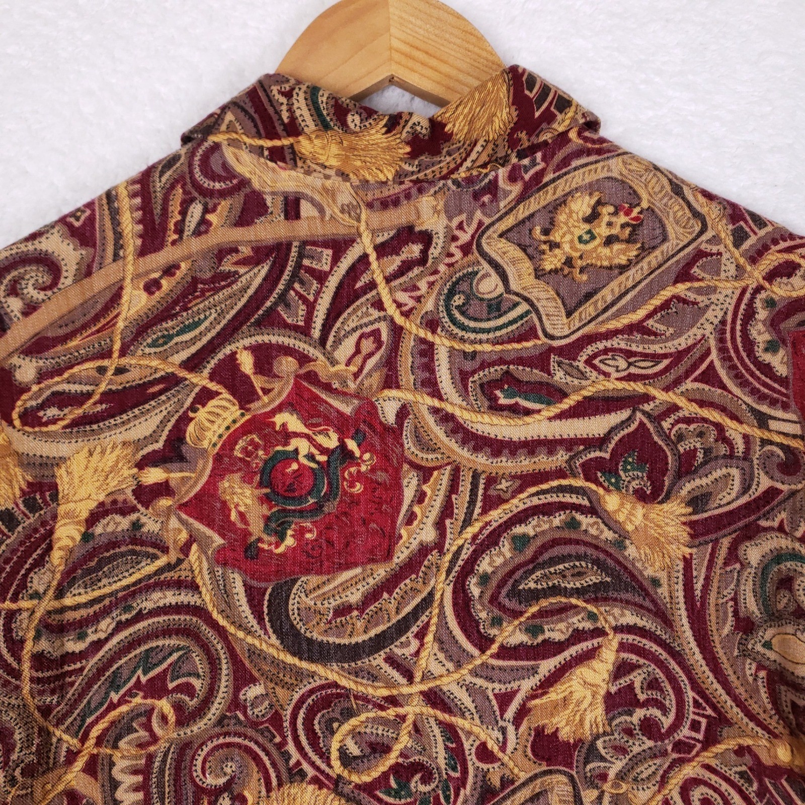 JOAN LESLIE Button Up Shirt Womens 8P Regular Fit Multicolor Paisley Vintage