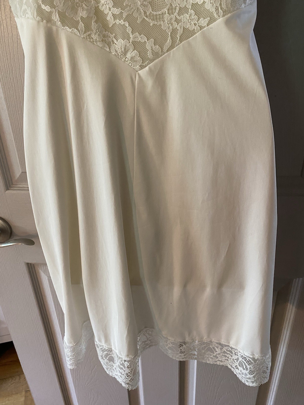 Vanity Fair Vintage Lace Bodice Ivory Mini Slip Dress Size 34 Small VGC