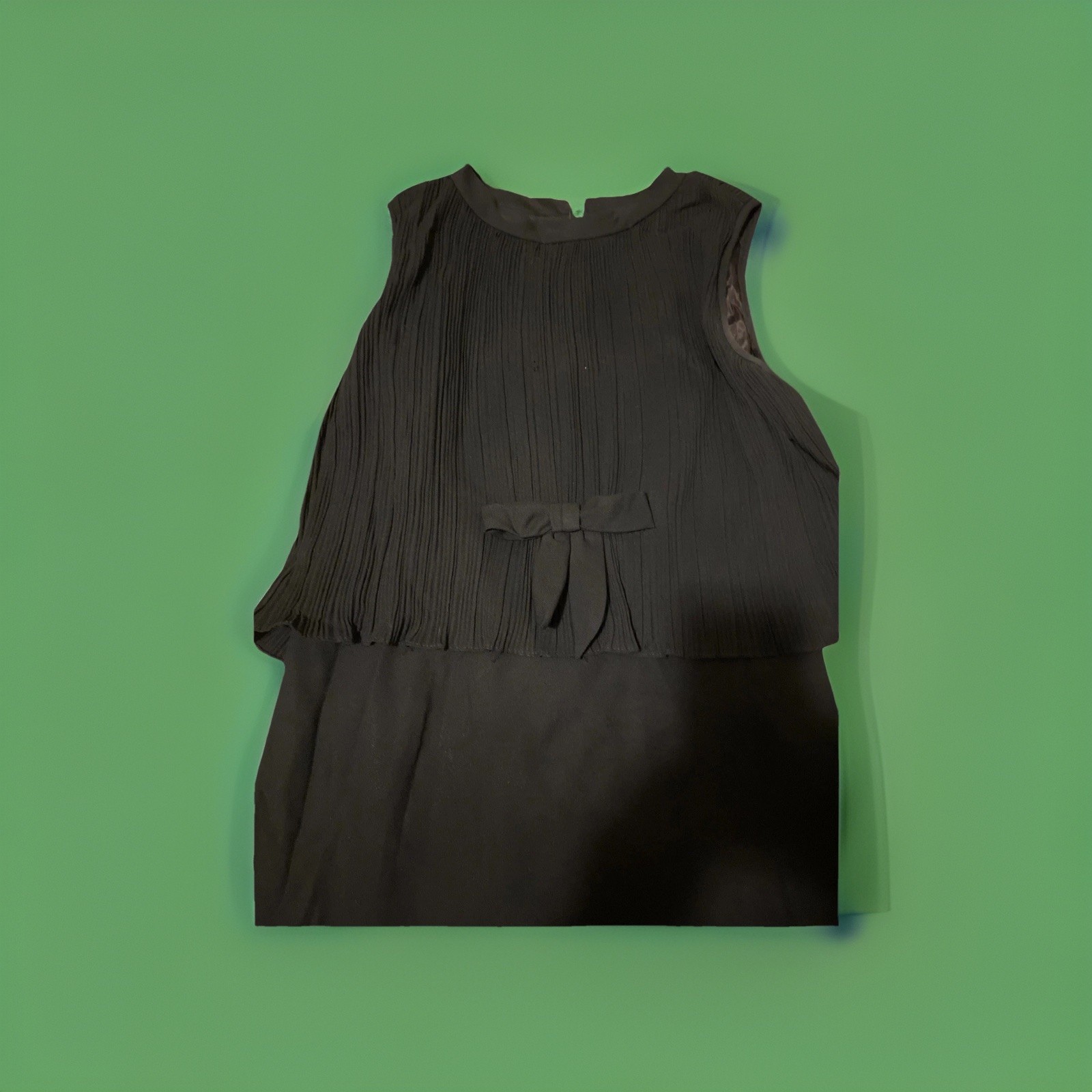 Vintage 1950S To 1960S Black crêpe loose top with fitted bottom, one piece dress